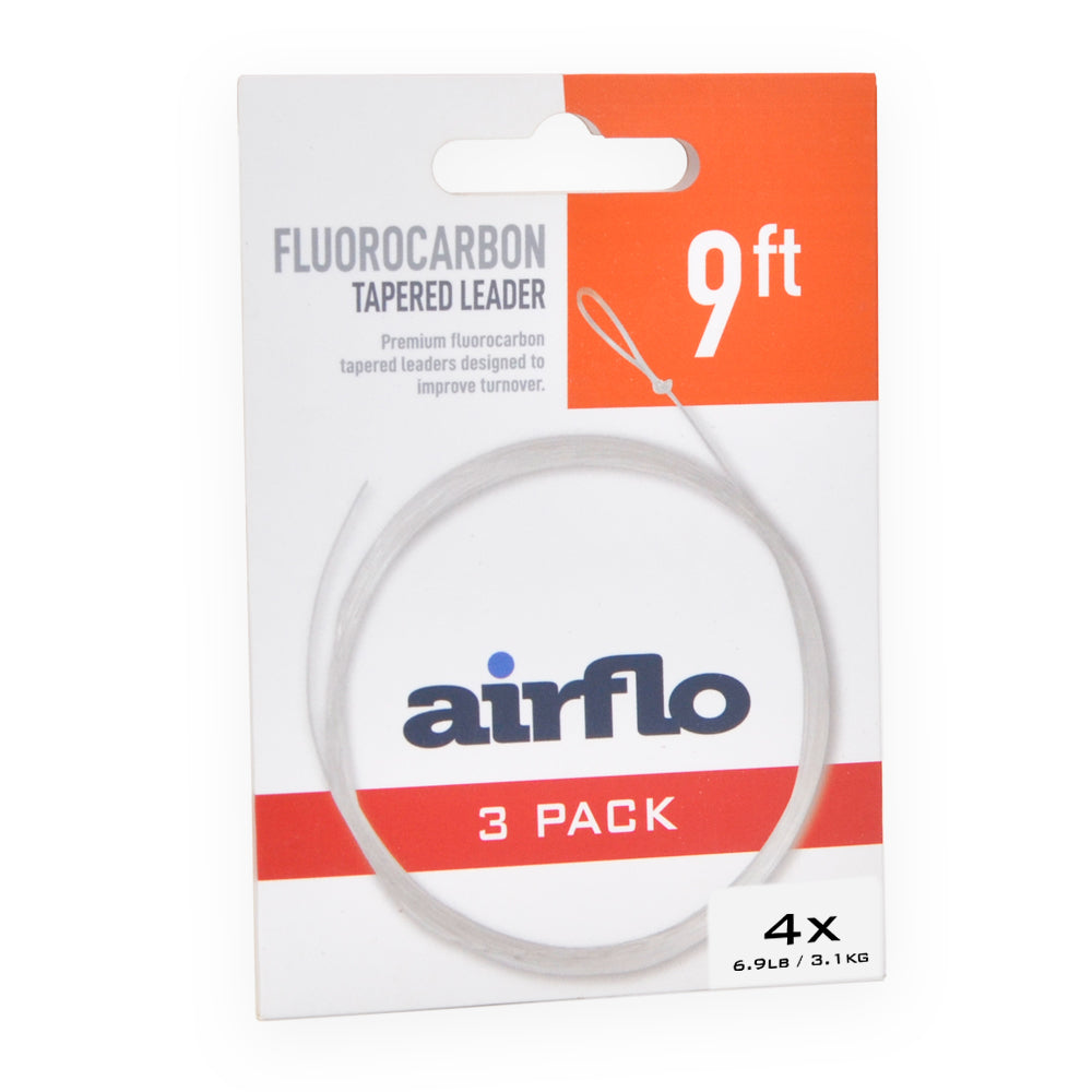 AIRFLO FLUOROCARBON TAPERED LEADER - 9' - 3 PACK